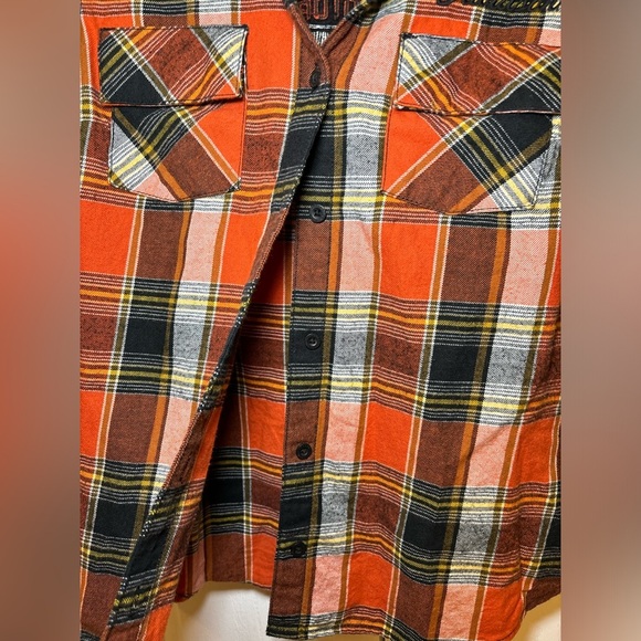 Harley-Davidson - Biker Long Sleeve Orange&Black Button-Up Plaid Shirt in Size S - Picture 8 of 11